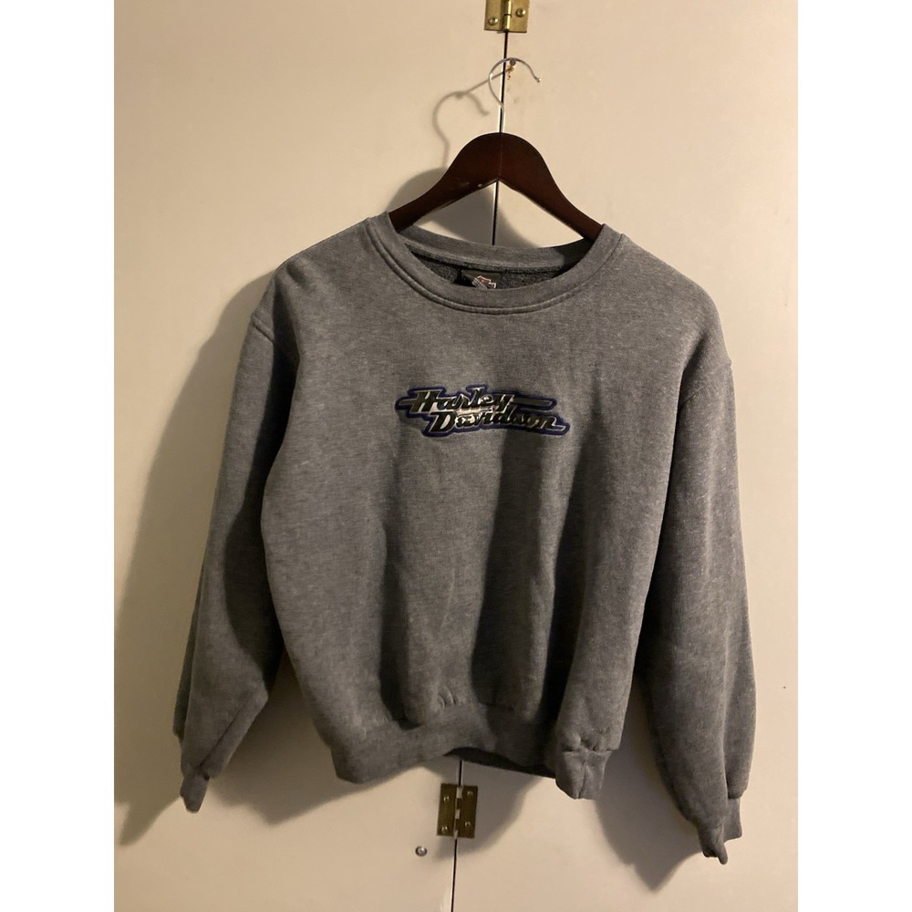 VTG Harley Davidson Sweatshirt Small Gray Purple Logo Playa Del Carmen Y2K